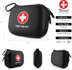 Mini First Aid Kit, 100 Pieces Water-Resistant Hard Shell Small Case - Perfect for Travel, Outdoor, Home, Office, Camping, Hiking, Car (Black)