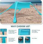 FBSPORT Beach Tent Sun Shelter, Portable Beach Shade Canopy UPF50+ with Sandbags for Outdoor Family Camping, Fishing, Backyard Fun, Picnic, 7 x 7ft