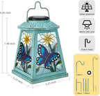 Solar Lantern with Shepherd Hook, Hanging Lantern with LED Lights, Outdoor Waterproof Solar Lanterns Metal Lamp Decoration Garden Patio Yard Pathway, Gifts for Mom Grandma Women, Butterfly