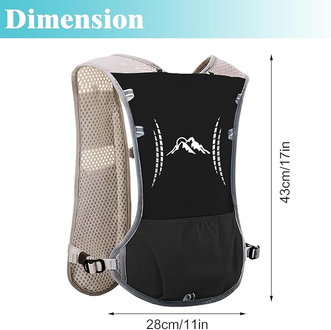 Hydration Vest Pack Backpack, Running Vest for Women Men Adjustable Chest Straps Running Hydration Vest for Trail Hiking