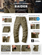 CQR Men's Tactical Pants, Water Resistant Ripstop Cargo Pants, Lightweight EDC Work Hiking Pants, Outdoor Apparel