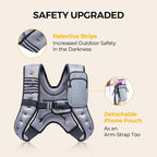 PACEARTH Weighted Vest,4lb/6lb/10lb/12lb/16lb/20lb/25lb/30lb Weight Vest with Reflective Stripe, Body Weight Vests Adjustable for Men, Women Workout, Strength Training, Running, Walking, Jogging