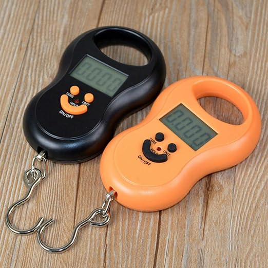 Pocket Portable 50kg/10g LCD Digital Scale Electronic Hand Held Hook Belt Luggage Hanging Scale Backlight Balance Weigting (Black)