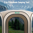 Pop Up Screen Tent Canopy, Portable Screen Canopy with Mosquito Net, Outdoor Screen Room Tent 12 x12 FT with Carry Bag for Lawn & Garden, Parties，Beige