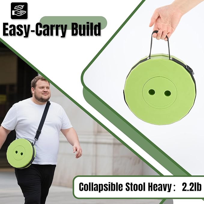 Upgraded Foldable Stool Thickened, Portable Collapsible Stool Retractable Stool for Fishing, Hiking Tours, BBQ, Parties, Outdoor Activities (Olive Green)