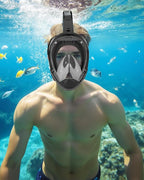 Full Face Snorkel Mask for Adults with Dry Top System 180 Degree Panoramic View Snorkeling Gear with Camera Mount Safe Breathing Anti-Leak Anti-Fog