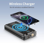 Solar Power Bank Portable Charger 52800mAh 5V/3A Fast Charging Battery Pack with Built in 4 Cables 2 Outputs & LED Flashlight for All Mobile Devices Camping Traver Outdoor