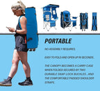 BDL Camping Chair with Canopy Shade Portable Foldable Canopy Chair with Cooler, Mesh Backrest, Cup Holder, and Pocket for Camping, Fishing, Beach, and Sports,Sky-Blue