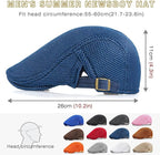 2 Pack Men's Mesh Cap Breathable Summer Newsboy Hat Adjustable Beret Ivy Cap Irish Cabbie Driving Hunting Hats
