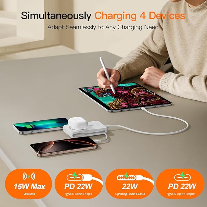 2025 Latest Portable Charger, 16800mAh Magnetic 15W Wireless Power Bank with 2 Built in Cables, LED Display Battery Pack Travel Essentials for iPhone 17/16/15/14/13/12/Pro/Mini/Pro Max