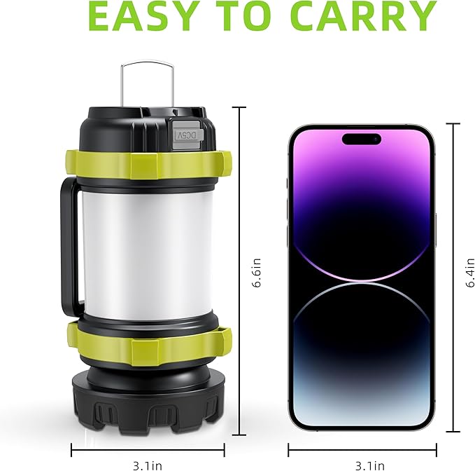 Camping Lantern Rechargeable, Alpswolf Camping Flashlight 4000 Capacity, 6 Modes, IPX4 Waterproof, Led Lantern for Camping, Hiking, Outdoor Recreations Green 4 Packs