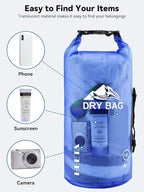 HEETA Dry Bag Waterproof for Women Men, 5L/10L/20L/30L/40L Roll Top Lightweight Dry Storage Bag Backpack with Phone Case for Travel Swimming Boating Kayaking Paddle Board Camping Beach Accessories