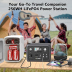 ALLWEI 300W/256Wh LiFePO4 Solar Generator with 100W Solar Panel Included, Portable Power Station with AC Outlet USB Port, Solar Powered Battery Generator for Outdoor Camping, Home Backup, Power Outage