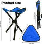 Travel Folding Camping Stool, Use Height 14.6" and Maximum Weight 300 lbs Outdoor Portable Tripod Seat Fishing Chair Seat for Camping Fishing Hiking Gardening and Beach Garden Painting (Blue)