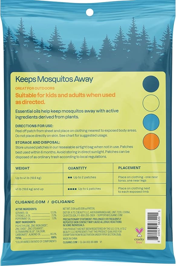 Cliganic Mosquito Repellent Stickers (80 Pack) - Patches for Kids & Adults, Natural DEET-Free, Citronella Essential Oil Infused