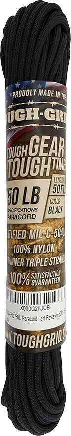 TOUGH-GRID Paracord Rope 750 lbs Nylon Parachute Cord, Made in USA Survival Kit, Outdoor Adventures, Camping, Tactical Gear & Emergency Supplies, Military Type IV Mil-Spec