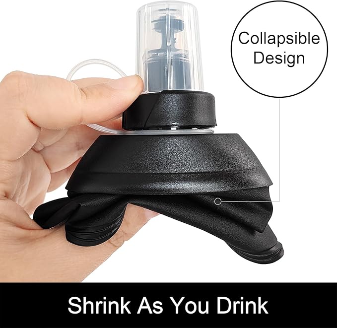 WILDREEDS 250ml Soft Flask, TPU Collapsible Soft Water Bottle for Hydration Pack, Running Vest, Folding Water Bottle for Hiking Cycling Climbing-1Pcs, Black