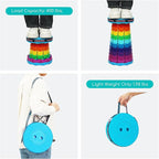 Upgraded Portable Foldable Stool,Folding Camp Stool,Lightweight Sturdy 400lbs Load Capacity Collapsible seat Height Adjustable for Fishing Hiking Picnic Hunting Party BBQ Indoor (Rainbow)