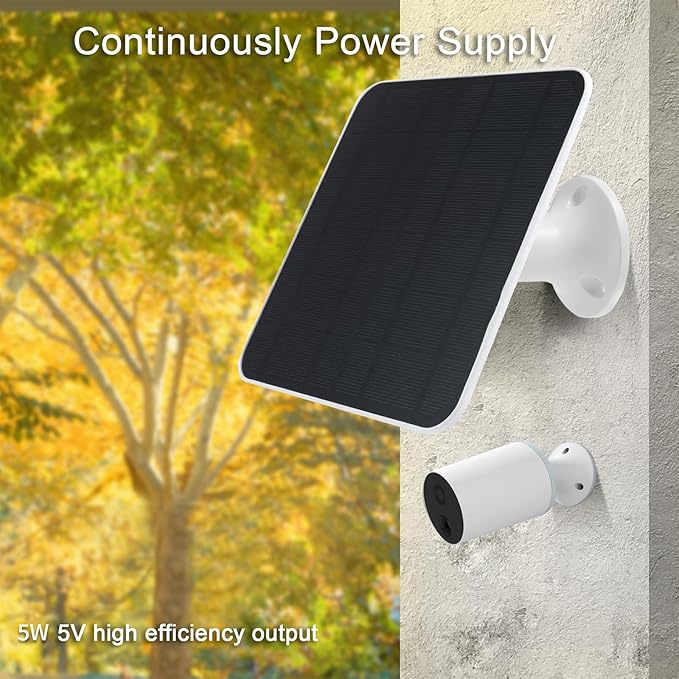 Solar Panel Charger Compatible with Eufycam 2C/2C Pro/E40/E20/2/2 Pro/E, 5V 5W Continuously Charging, 9.8ft Cable, Weatherproof (2Pack)