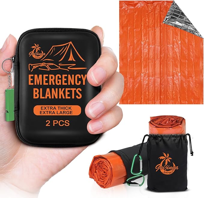 Emergency Blankets for Survival, 2-Pack/4-Pack Space Blankets, Gigantic & Extremely Thick Mylar Blankets, Suitable for Outdoor Survival, Camping, and Hiking