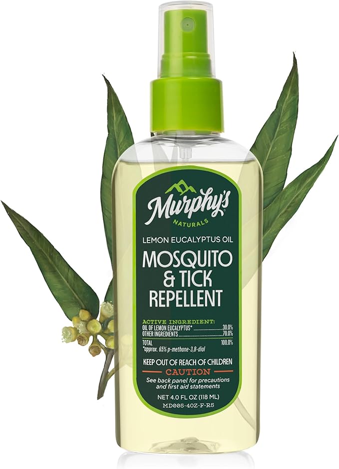 Murphy's Naturals Mosquito & Tick Bug Repellent Spray, Oil of Lemon Eucalyptus for Skin + Outdoor Gear, DEET-Free, 4 Ounce Pump, 1-Pack