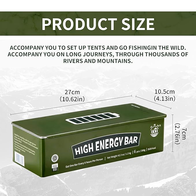 Emergency Food Ration Bars, Survival Food with Tin box, 20 Years Long Self Life Survival Tabs Supply for Outdoor Camping Emergency Snowstorm Earthquake Disaster Preparedness Kit, Original Flavor