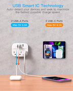 1 Pack Multi Plug Outlet Splitter, 490J Surge Protector Outlet Extender with 3 AC Outlets and 4 USB Wall Charger (2 USB C Ports), Small Adapter for Dorm Room and Travel Essentials, ETL Listed, White