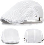 2 Pack Men's Mesh Cap Breathable Summer Newsboy Hat Adjustable Beret Ivy Cap Irish Cabbie Driving Hunting Hats