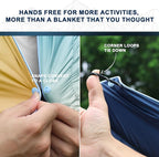 zzlamb Camping Blanket, Outdoor Lightweight Travel Blanket Puffy Portable Down Alternative, Windproof Warm Cloak with Snaps, Cozy Quilt Backpacking Picnic RV Plane Car Hammock Beach Climbing