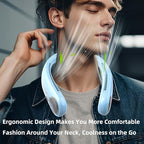 Portable Neck Fan,Hands Free Personal Wearable Bladeless Fan,6000mAh USB Rechargeable,360° Cooling,LED Display,4-Speeds,Birthday Gifts for Men Women Dad Mom,Outdoor Indoor Travel Camping (Light blue)