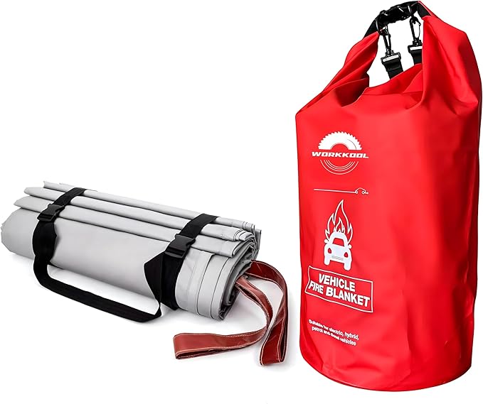 Emergency Battery Blankets for Car,Fiberglass Fire Extinguisher Blanket,Survival Safety Fire Suppression Blanket for Electric/Fuel Vehicle Accidents with Carry Bag(13.12 * 19.7)