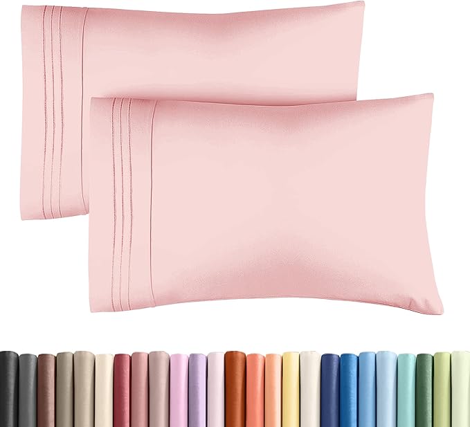 Queen Pillow Cases Set of 2 - Ultra Soft Hotel Quality Pillowcase Covers - Comfy Cozy Bedding for Women, Men, Kids & Teens - Machine Washable Pillow Protectors - 2 Pieces Set - Queen Size Baby Pink