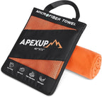 APEXUP Microfiber Travel Towel, Ultra Absorbent Quick Dry Towels, Lightweight Gym Sports Camping Towel for Workout, Yoga, Beach, Shower, Swimming (72"×40", Orange)