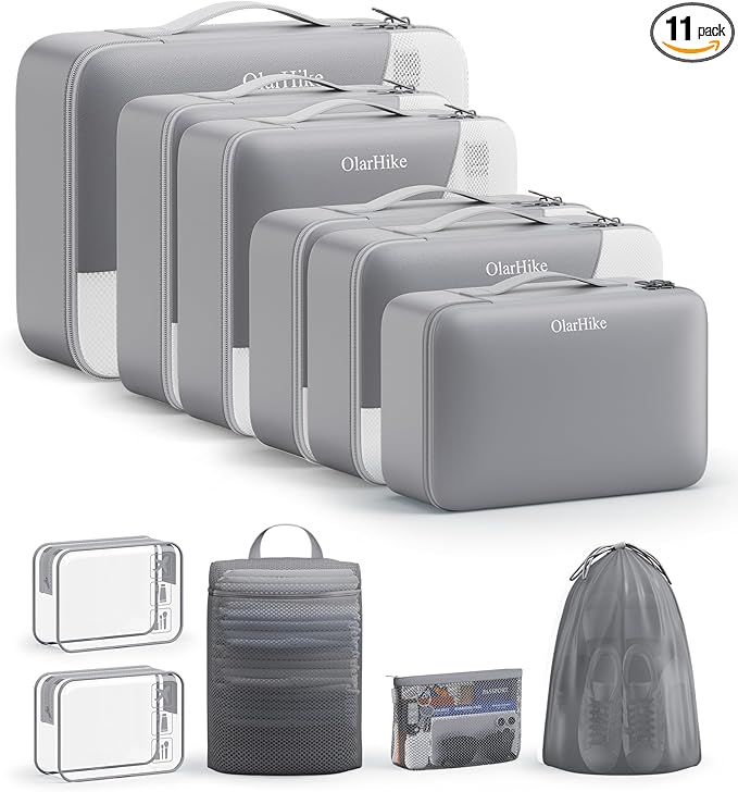 11 Set Packing Cubes for Travel, Gifts for Women Mom,Anti-Tearing Suitcase Organizer,OlarHike Vacation Essentials & Accessories for Cruise Ship