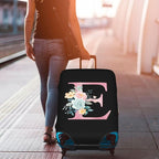 E Alphabet Design Custom Travel Luggage Cover Tag Set TSA Approved Vintage Letter Print Suitcase Protector Men Women (L 26-28 Inch Luggage)