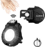 EverBrite Mini Hat Clip Light, Rechargeable Magnetic Keychain Work Light with Sensor Mode, 180° Rotatable Bracket, Bottle Opener, Clip Design - for Hiking, Camping, 6 Modes, Black