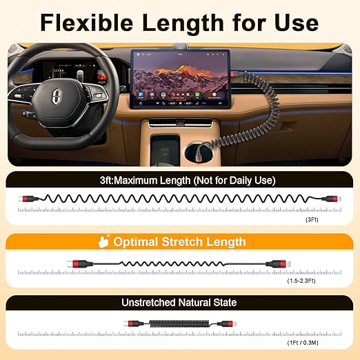 Lightning to USB C Cord Coiled, 2 Pack USB Type C to Lightning Cable PD Fast Charging Retractable USBC to Lightning Cable for iPhone 14 13 12 11 Pro Max Mini 10 8 7 Plus XR XS SE, AirPods, Car