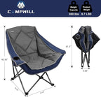 Folding Camping Chair,Oversized Portable Camping Chair with Cup Holder,Heavy Duty Padded Lawn Chair for Camping, Tailgates, Beach, and Sports