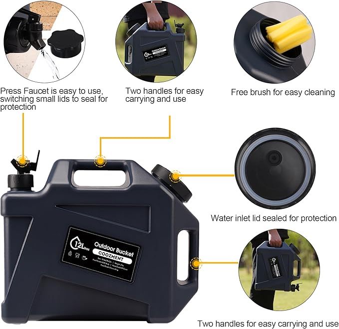 3.2 Gallon/5 Gallon Water Containers with Spigot, BPA Free Water Jug, Military Green Water Tank, Multifunction Water Storage Containers for Camping Outdoor Hiking,Emergency Stroage