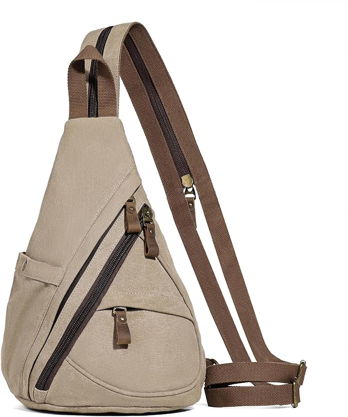 KL928 Canvas Sling Bag - Small Crossbody Backpack Shoulder Casual Daypack Rucksack for Men Women(Large Version)
