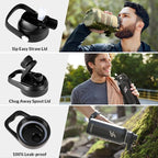 32 Oz Insulated Water Bottle - Stainless Steel Tactical Flask With Straw Lid & Chug Cap, Metal Military Water Bottle With Rugged, Removable Sleeve Can Place Items for Hiking Camping Hunting