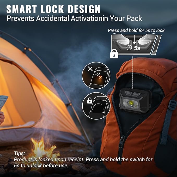 Camping Headlamp 2 Pack LED Battery Powered Dimming Head Lamps with Adjustable Headband IPX4 Waterproof Head Light 9 Modes Red White Green Light for Hiking, Running, Cycling