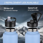 HASLE OUTFITTERS 40oz Stainless Steel Water Bottle, Vacuum Insulated Double Walled Leak Proof Sports Water Bottle with 2 Lids (Straw and Spout Lid) Thermo Mug Keep Cold and Hot(Blue,1)