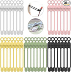 UMUST 35pcs Silicone Cable Ties,Reusable Cable Management Organizer, Wire Ties，Travel Cord Ties，Cord Organizer for Bundling Cable Cords in Home,Office,Kitchen,School(5 Colors)