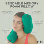 Dot&Dot Twist Memory Foam Travel Pillow for Airplanes - Travel Neck Pillow for Sleeping - Airplane Pillow for Neck Support - Adjustable, Bendable Neck Roll Pillow