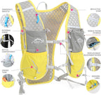 Running Vest for Women Men, Adjustable Chest Straps Running Hydration Vest with 500ml Soft Flask, Lightweight Breathable Reflective Hydration Backpack for Hiking