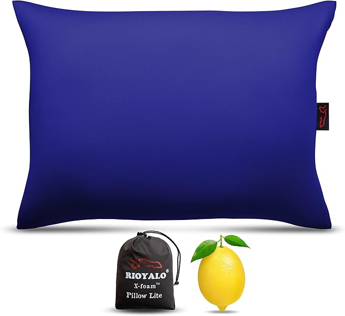 X-Foam Inflatable Camping Pillow Lite with Removable Foaming Cover | Comfortable, Washable Ultralight Portable with Neck Lumbar Support | Backpacking, Hiking, Travel, Air | Small (Ocean Blue)