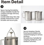 Titanium French Press Pot 750mL/25 fl oz Coffee Maker Camping with Lid and Filter Titanium French Press Cup Backpacking for Outdoor Hiking Camp