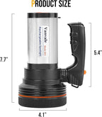 Rechargeable Searchlight Handheld LED Tactical Flashlight with Handle Spotlight High-Power Super Bright Torch with USB Output Torch (Silver)