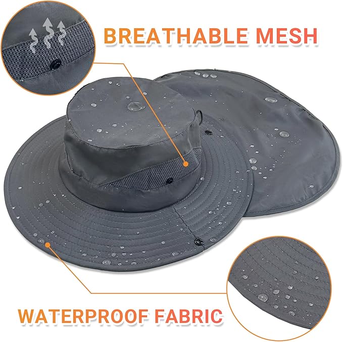 NPQQUAN Sun Hats for Men Women with Neck Flap UPF 50+ UV Protection Wide Brim Bucket Hat Safari Hiking Fishing Hats